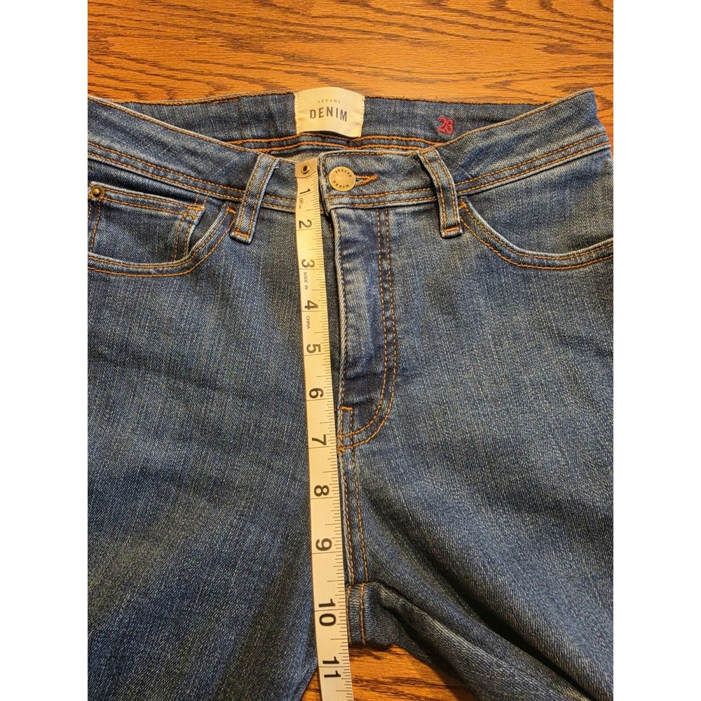 Sezane Jeans Womens Size 26 Dark Wash Mid Rise Skinny Raw Hem Stretch Denim - Picture 6 of 11